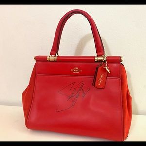 Coach "Grace" Purse with Selena Gomez Signature - Red, Leather, 27675